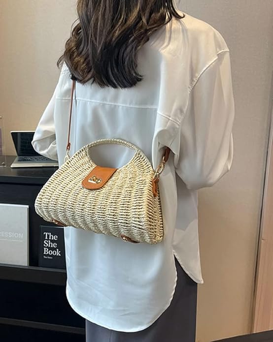 Handwoven Straw Top-Handle & Crossbody Bag