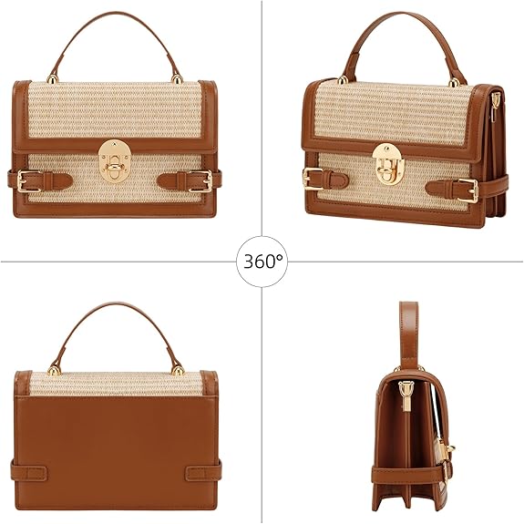 Beach-Ready Straw Crossbody Bag with Twist-Lock