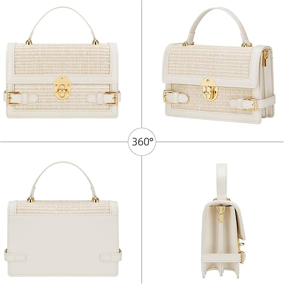 Beach-Ready Straw Crossbody Bag with Twist-Lock