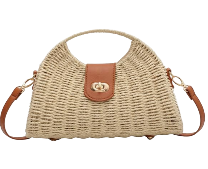 Handwoven Straw Top-Handle & Crossbody Bag