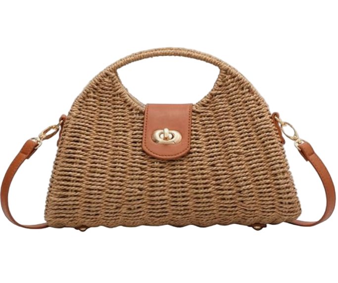 Handwoven Straw Top-Handle & Crossbody Bag